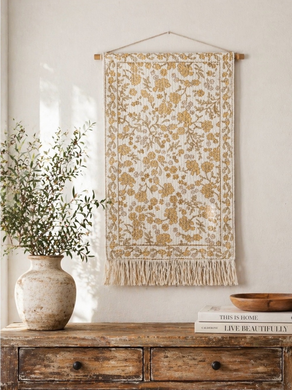 NWOT Threshold Floral Woven Wall Tapestry